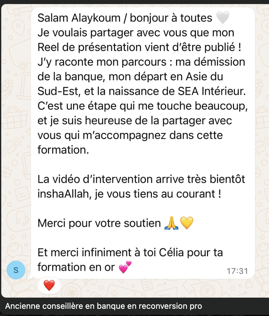 Témoignage authentique — SEA Intérieur · reconversion pro